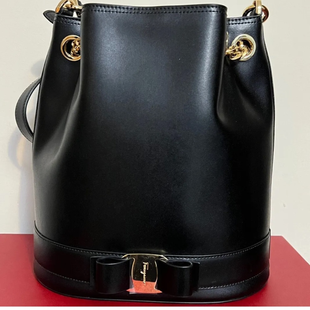 Authentic Salvatore Ferragamo Black Bucket Bag